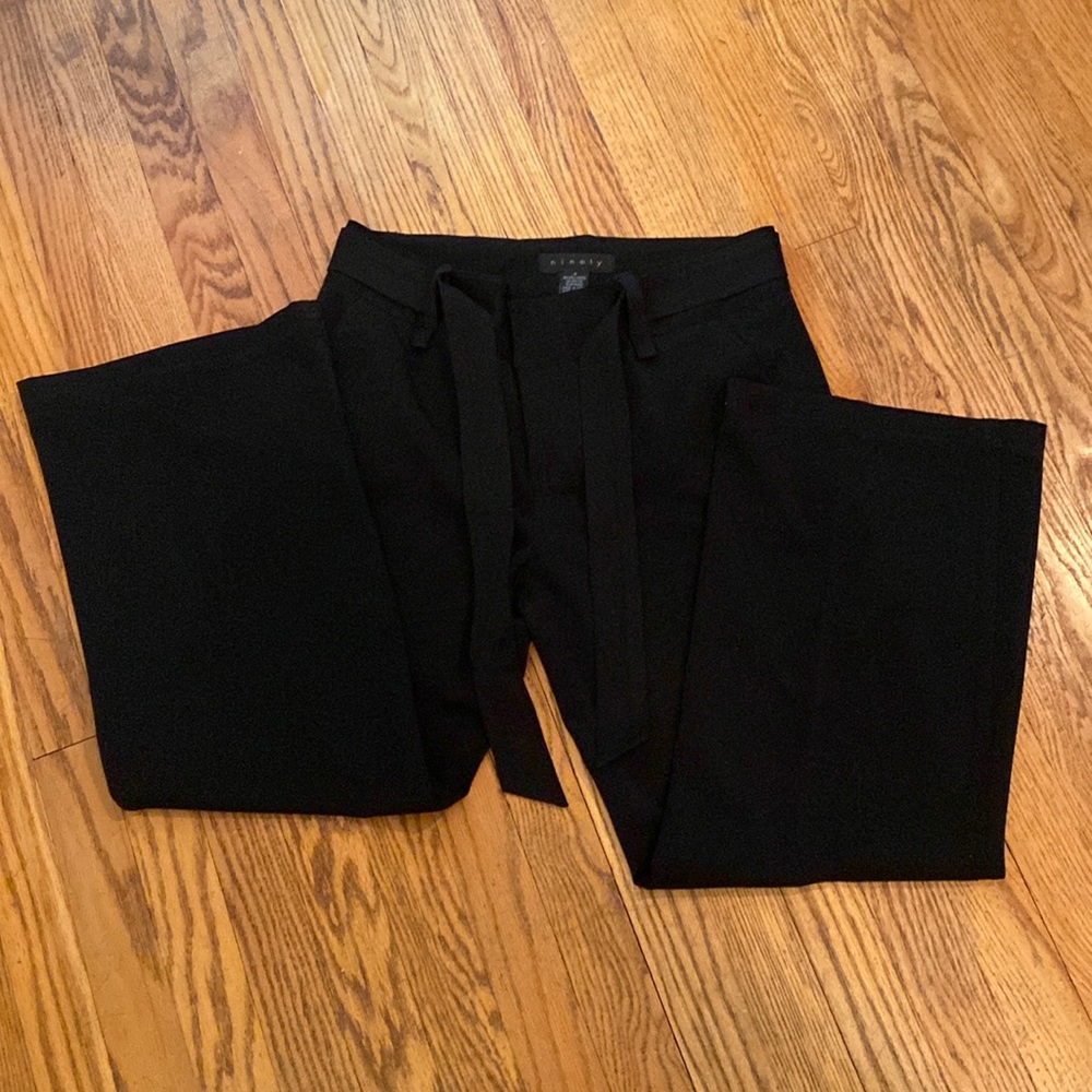 Ninety | Black Wide Leg Dress Slack with‎ Tie Belt